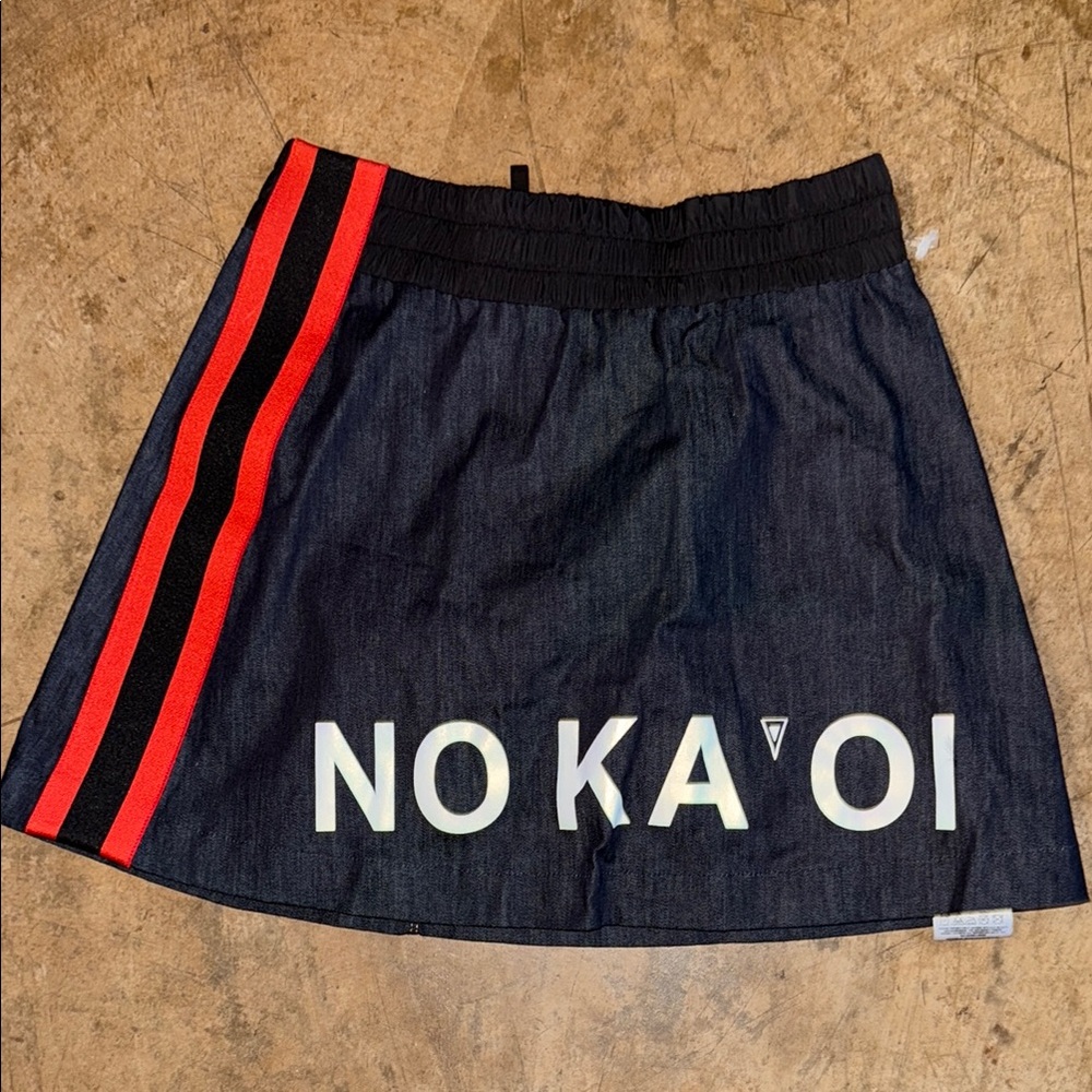 Black and Red sporty NO KA OI denim Mini Skirt small